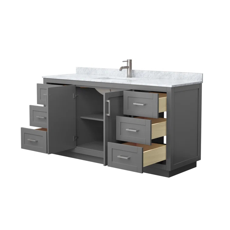 Wyndham Collection Miranda 66" Freestanding Single Bathroom Vanity with Marble Top