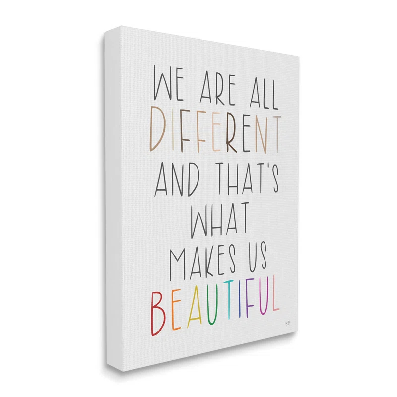 Stupell Industries " Different Is Beautiful Inspirational Quote " by Lux + Me Designs