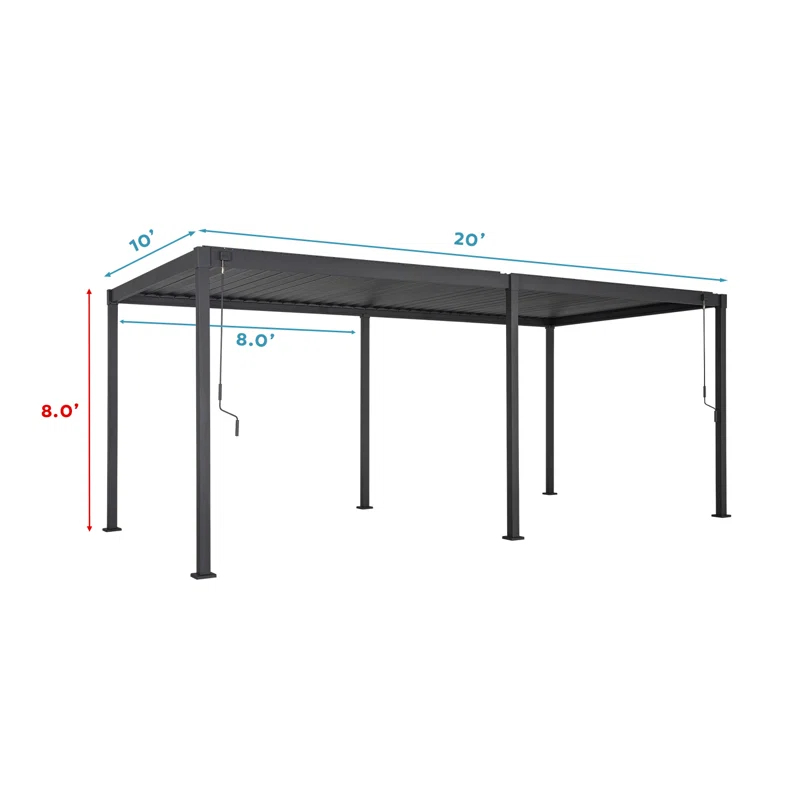 Mirador 80/88S Metal Frame Pergola with Adjustable Louvered Roof
