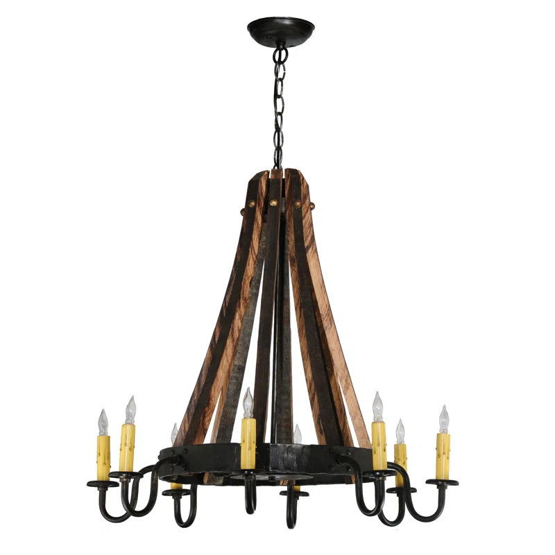 Meyda Lighting Rustic Lodge 8 - Light Wagon Wheel Chandelier