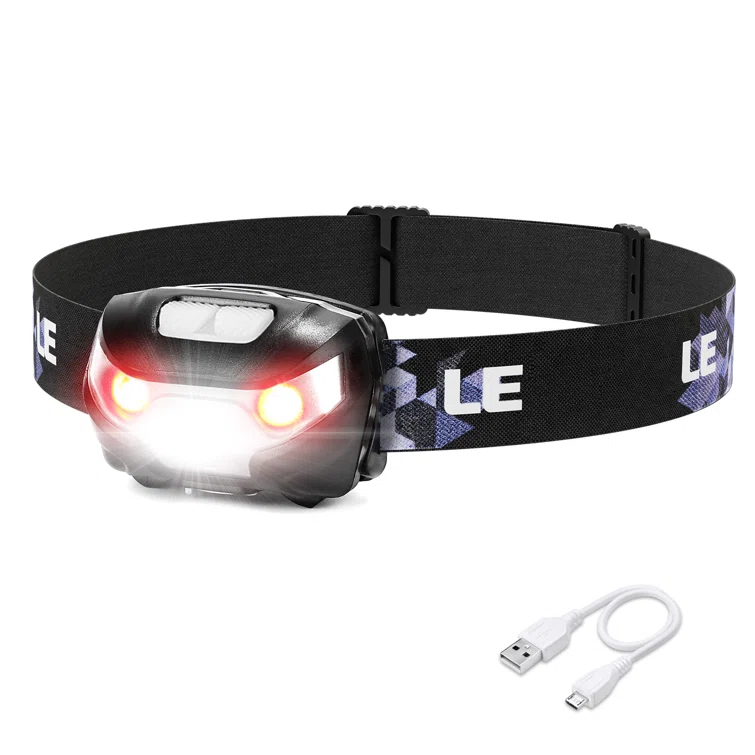 Lepro Lepro LED Headlamp Rechargeable - Super Bright Head Lamp with 5 Modes for Camping & Hiking Gear Essentials, IPX4 Waterproof Headlight Flashlight with Red Light, USB Cable Included
