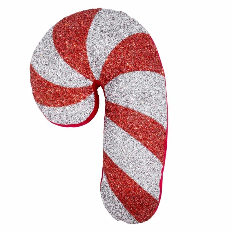 Sparkles Home Candy Cane Shaped Rhinestone Pillow