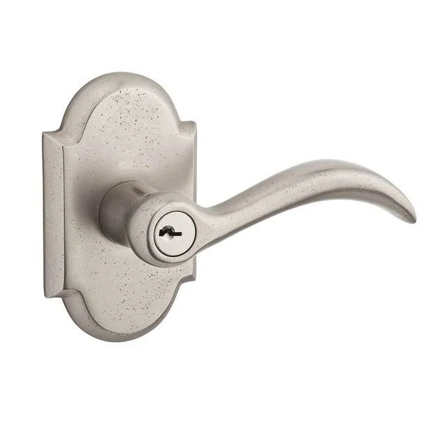 Baldwin ENARCRAR481 Arch Keyed Door Lever with Rustic Arch Rose
