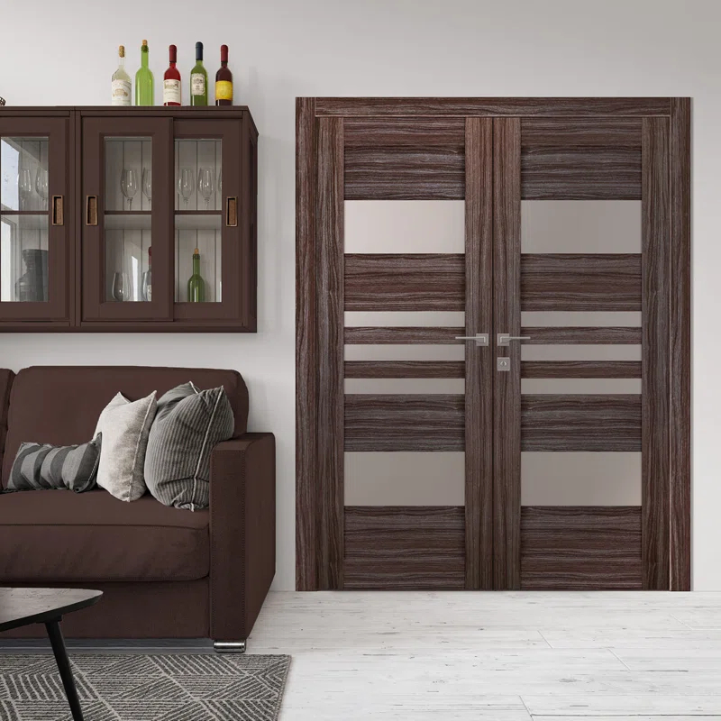 Belldinni Leti Solid Manufactured Wood and Glass Paneled Prefinished Double French Door