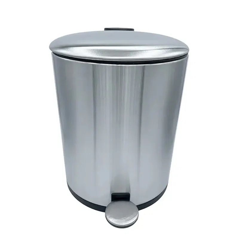 Home Mart Goods 10" Tall Chrome Stainless Steel Step Garbage Can With Removable Inner Bucket, Soft-close Metal Waste Basket With Foot Pedal