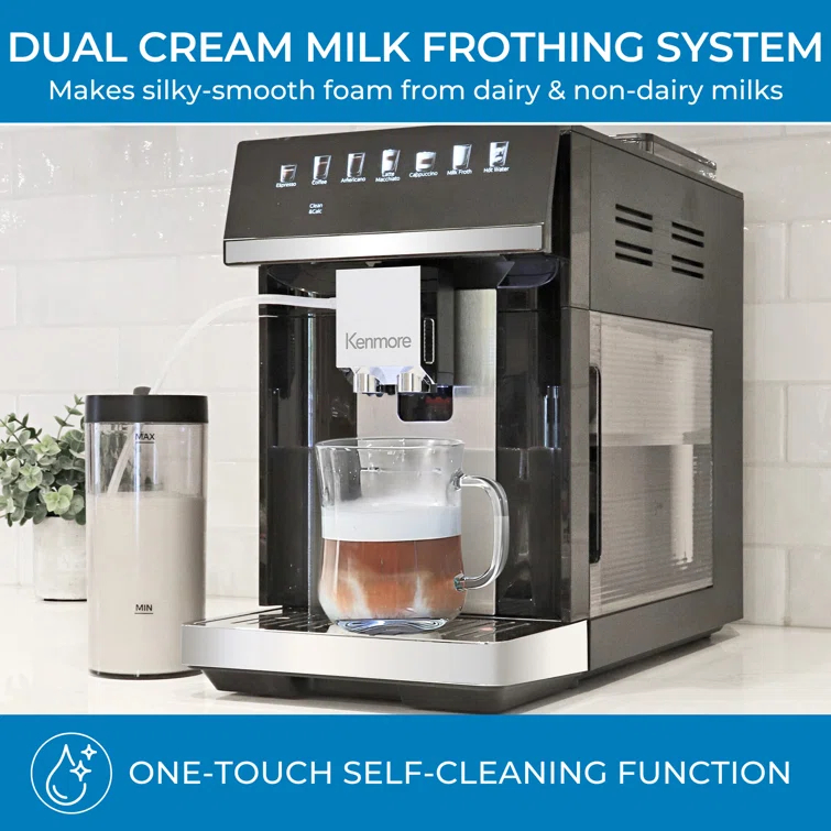 Kenmore Kenmore Super Automatic Espresso Machine with Dual Cream System Milk Frother & Grinder
