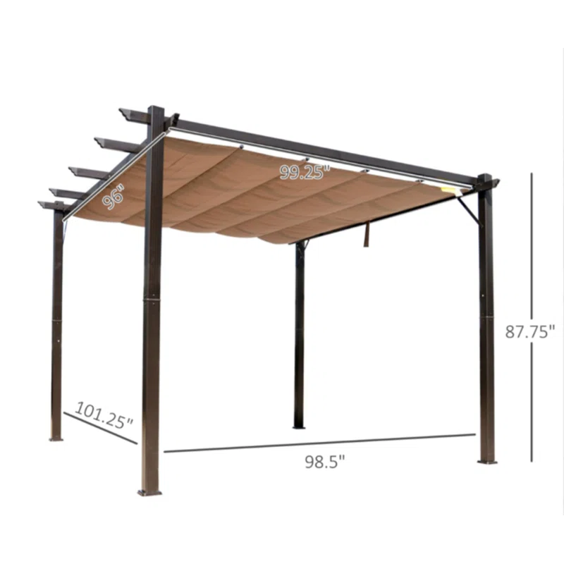 Outsunny Outsunny Pergola with Retractable Shade Canopy, Aluminum