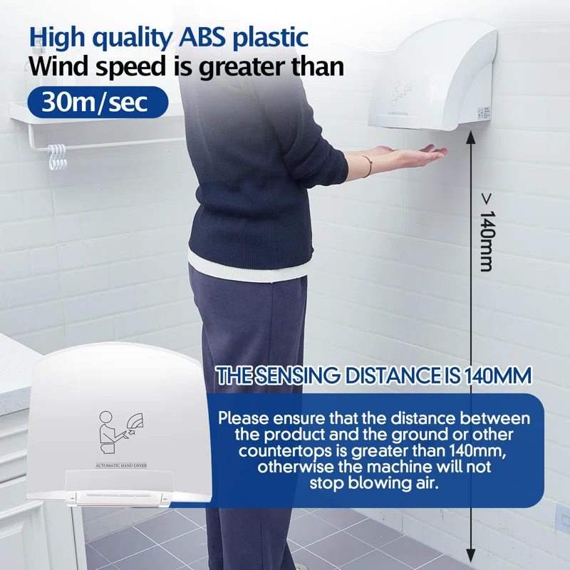 NATIONAL WINDOW 2 Pcs Electric Hand Dryer Commercial Compact Air Wiper Automatic Hand Air Dryer For Dry Machine Wall Business Home Household Restroom Office Mall, 110V,1200W