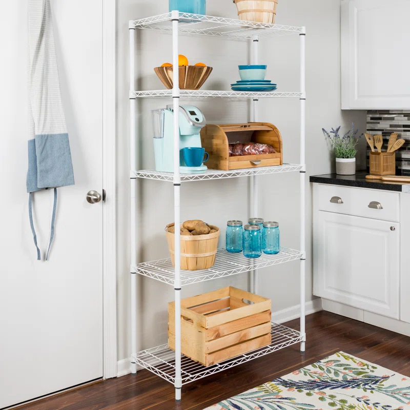 Honey Can Do 5-Tier Metal Height-Adjustable Shelving Unit (36" W X 72" H x 16" D)