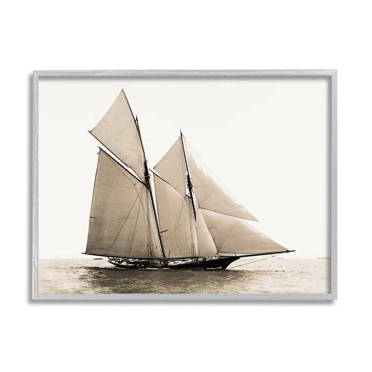 Stupell Industries Az-988-Framed " Vintage Sailboat Photography " by Graffi*Tee Studios