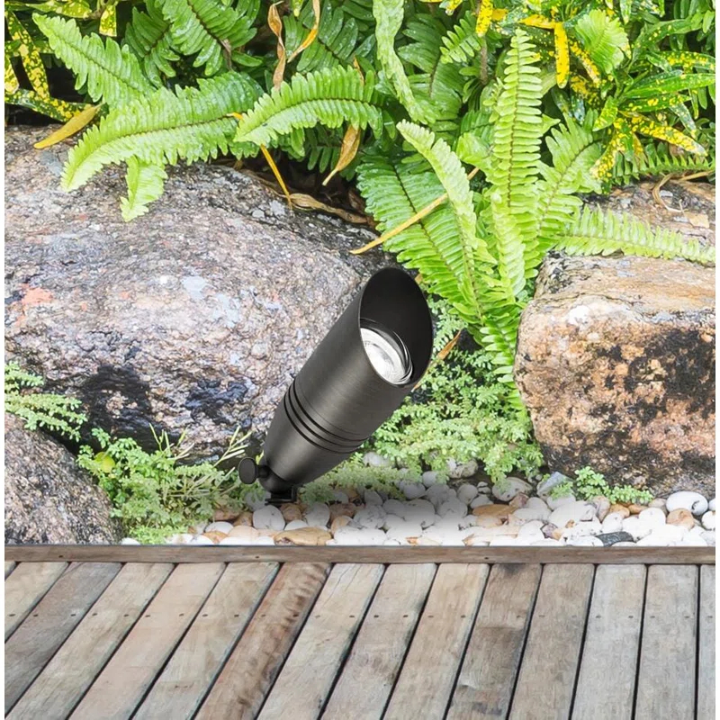 Elegant Lighting Outdoor 12V Cast Brass spot light 3 inch Wide x 8.5 inch High in Dark Bronze with spring