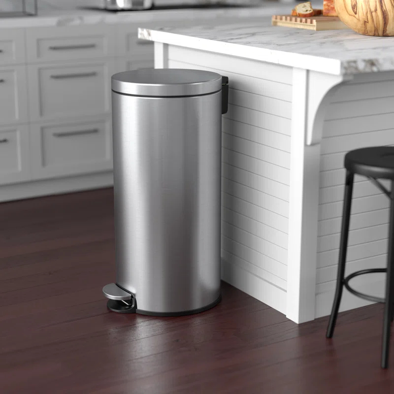 iTouchless Itouchless Softstep 8 Gallon Stainless Steel Step Trash Can With Odor Filter, 30 L Kitchen, Home, Office, Bathroom Pedal Garbage Bin, Removable Bucket