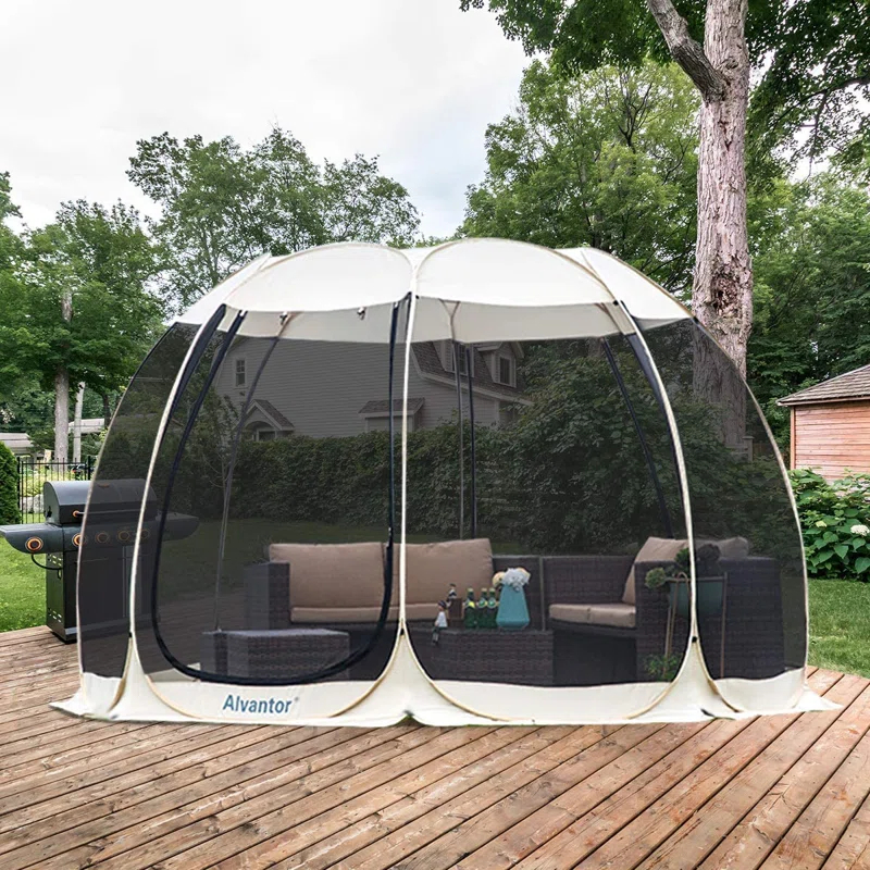 EighteenTek Fiberglass Patio Gazebo Pop Up with Screen Room Tents