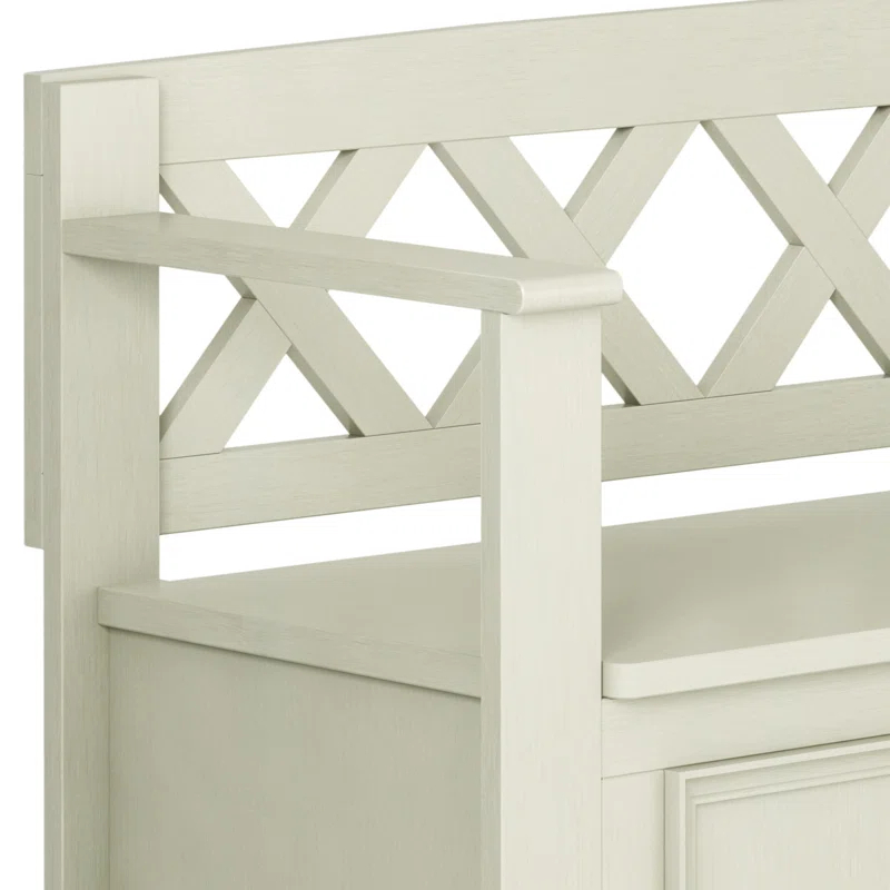 Simpli Home Amherst 48"W Solid Wood Entryway Storage Bench with Lift-Top Lid and Dual Compartments