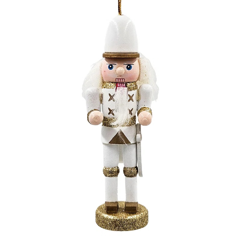 A&B Home 5" Nutcracker Ornaments - Set of 9 - White/Gold (Set of 9)