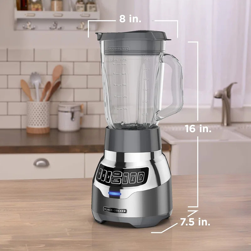 BLACK+DECKER BLACK+DECKER PowerCrush Digital Blender with Quiet Technology, Stainless Steel, BL1300DG-T