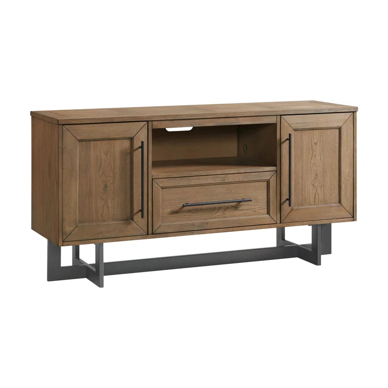 Trent Austin Design® Schiller Eden 60" Wide Media Console With Open Center Drawer, Rustic Dune