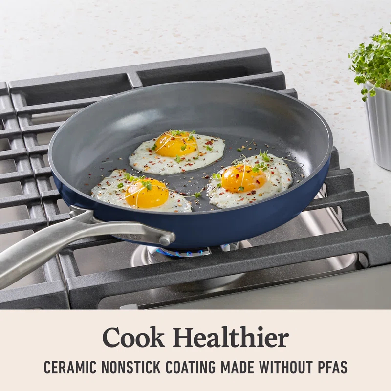 Calphalon  Premier Ceramic Nonstick 8" and 10" Frying Pan Set, Midnight Blue