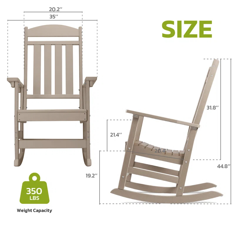 Oxing HDPE Outdoor Rocking Chair (Set of 2)