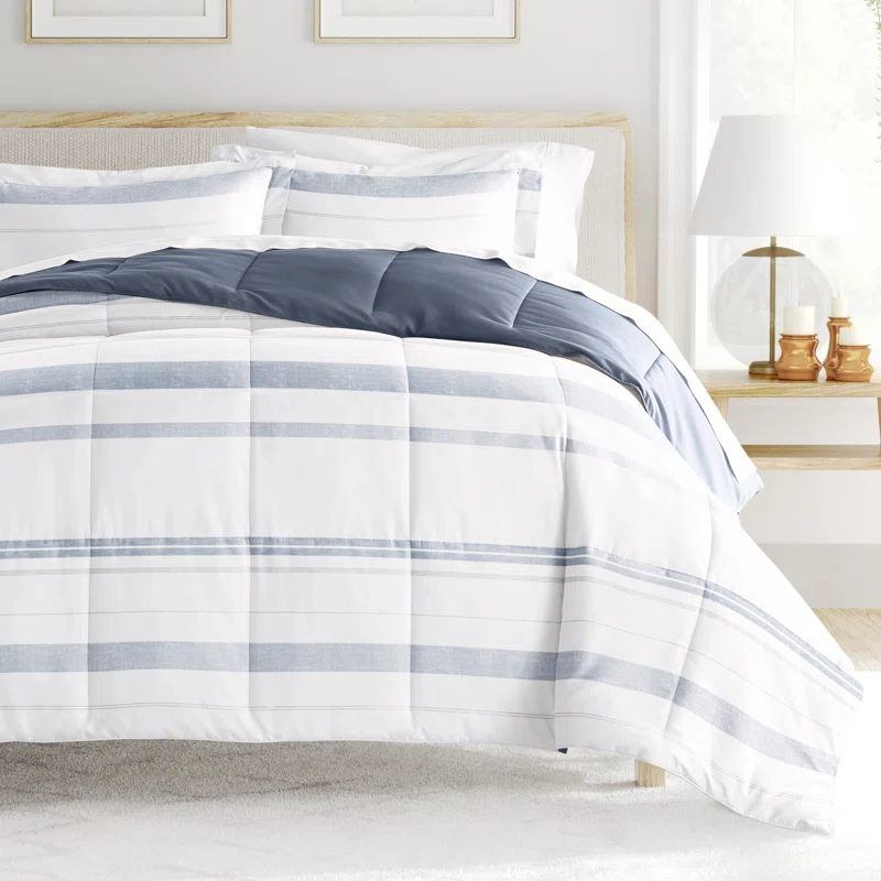 Becky Cameron Contemporary Coastal Stripe Down-Alternative Lightweight Comforter Set