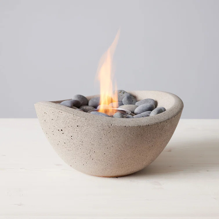 TerraFlame TerraFlame Wave Concrete Table Top Gel Fuel Fire Bowl - Indoor and Outdoor Use