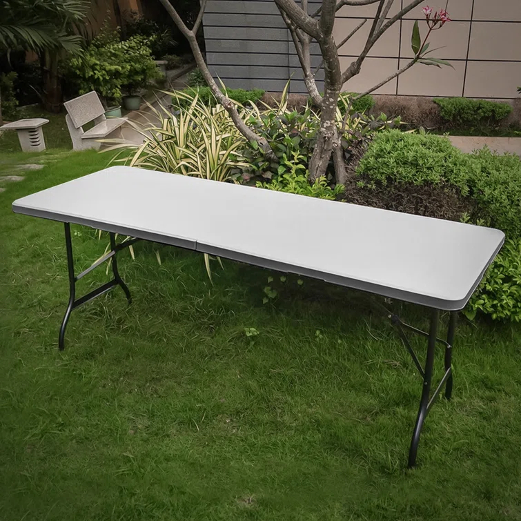 Plastic Folding Card Table, Indoor Outdoor Portable Picnic Table with Carrying Handle for Camping
