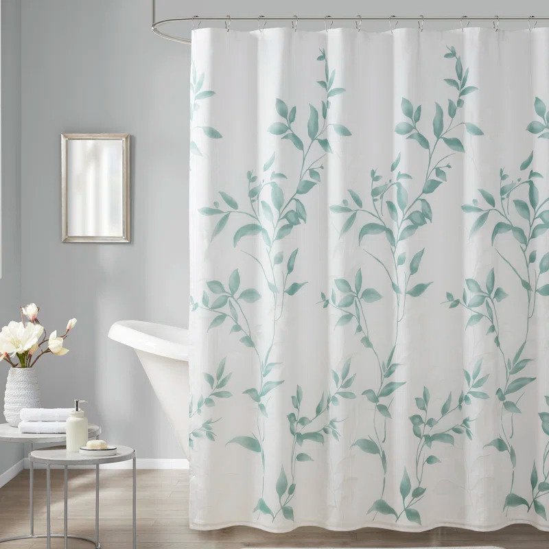 Trent Botanical Burnout Floral Printed Shower Curtain