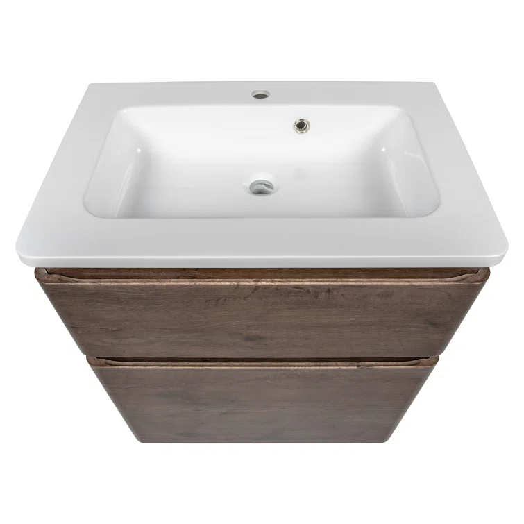 Bath Oasis 39.1'' Single Bathroom Vanity with Ceramic Top with Mirror