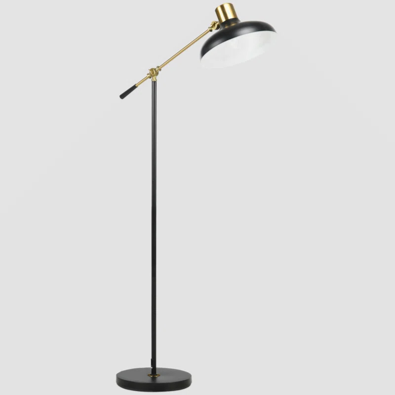 17 Stories Stevani Adjustable Floor Lamps for Living Room, Standing Lamp for Bedroom with Balance Arm, Adjustable Head and Height, Tall Black and Gold Lamp (Bulb not Included)