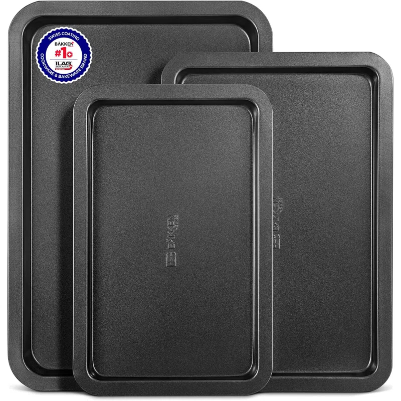 Lifemaster Non-Stick Steel 3 Piece Baking Sheet Set