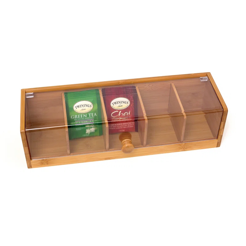 Lipper Bamboo 5-section Tea Box With Acrylic Cover