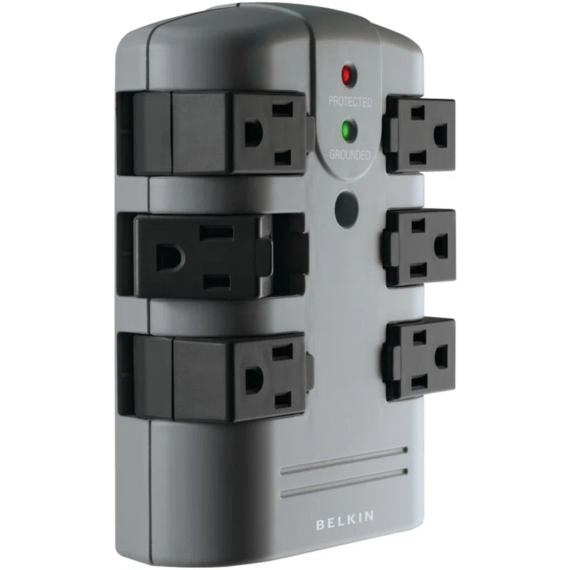 6-Outlet Pivot Plug Surge Protector Wall Mounted Power Strip