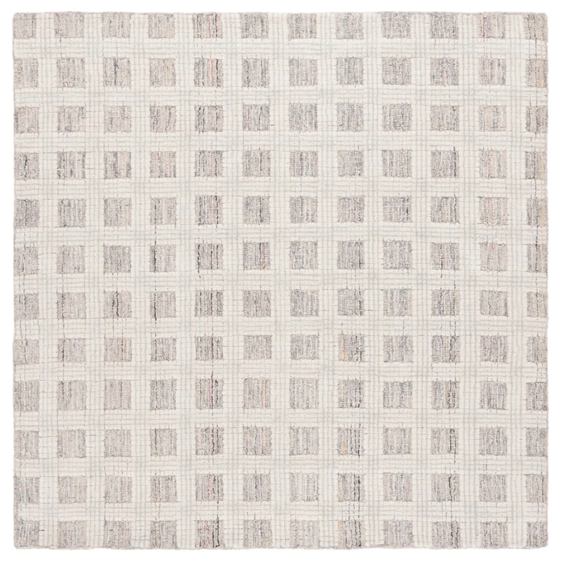 Ebony Hand Tufted Wool Pile Plaid Rug
