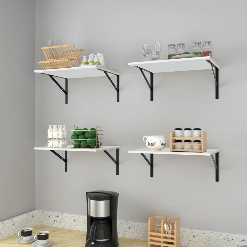 Rebrilliant Deep Floating Wall Shelves - 4 Sets Of 12 Inch Wide Wood Shelves For Bathroom, Bedroom, Kitchen, Living Room