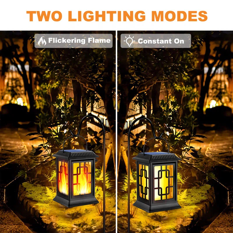 BEACHWATER POOL & SPA, LLC Solar Lanterns Outdoor, Waterproof Hanging Solar Lanterns, Garden Lanterns Solar Powered Flame Lights LED Lanterns Lights For Patio Pathway Deck Yard (2 Pack)