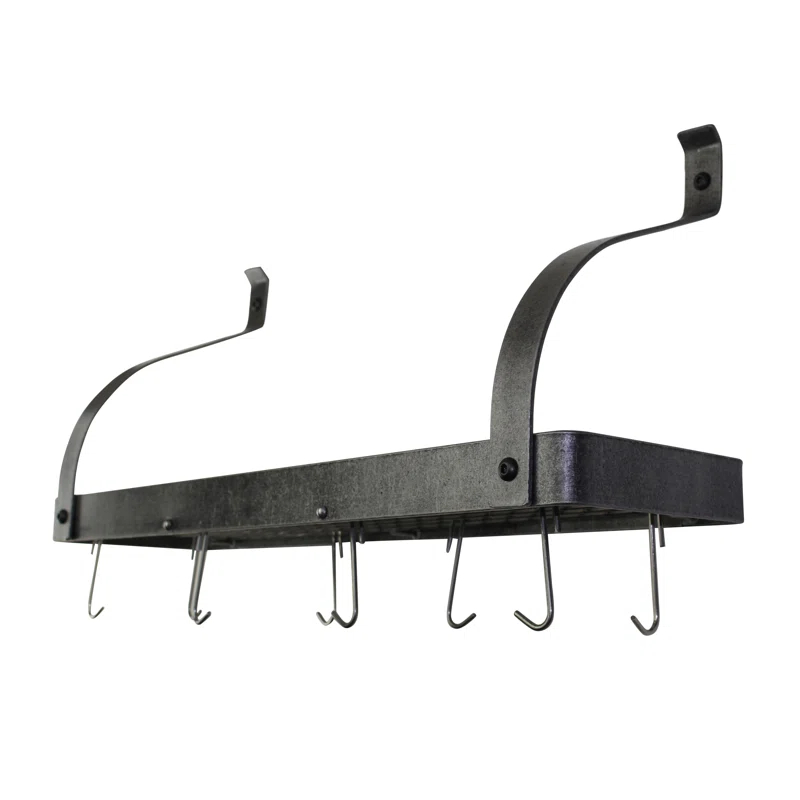 Enclume Handcrafted Gourmet Bookshelf Wall Rack with Curved Arms & 12 Hooks