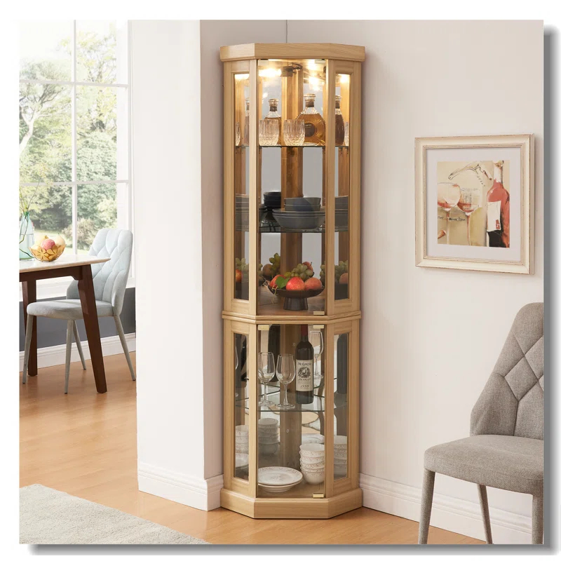 hernansofa Corner Lighted Curio Cabinet Corner Glass Cabinet Lighted Curio Cabinet Corner Display Case