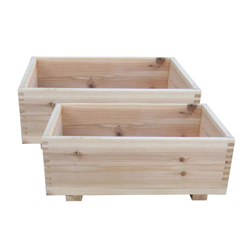 Loon Peak® Rech Wood Pot Planter (Set of 2)