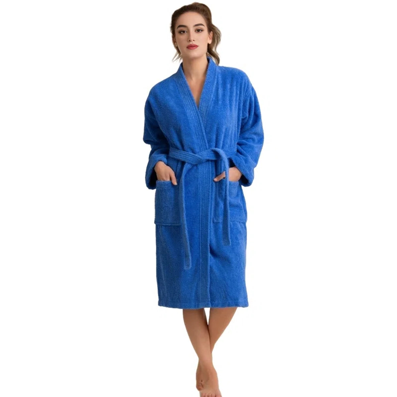 Ingobert Cotton Terry Cloth Mid-Calf Bathrobe with Pockets