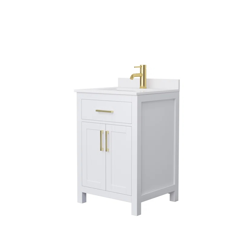 Wyndham Collection Beckett 24" Freestanding Single Bathroom Vanity with Cultured Marble Top