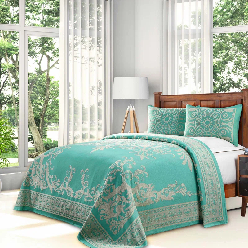Superior Rio Lightweight Cotton Blend Woven Jacquard Traditional Medallion Bedspread/Coverlet Set