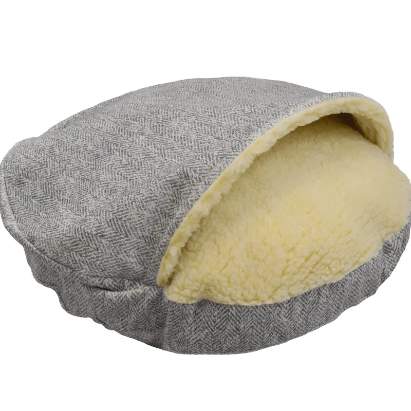 Snoozer Pet Products Snoozer Orthopedic Premium Show Dog Microsuede Cozy Cave Hooded Dog Bed w Sherpa Interior
