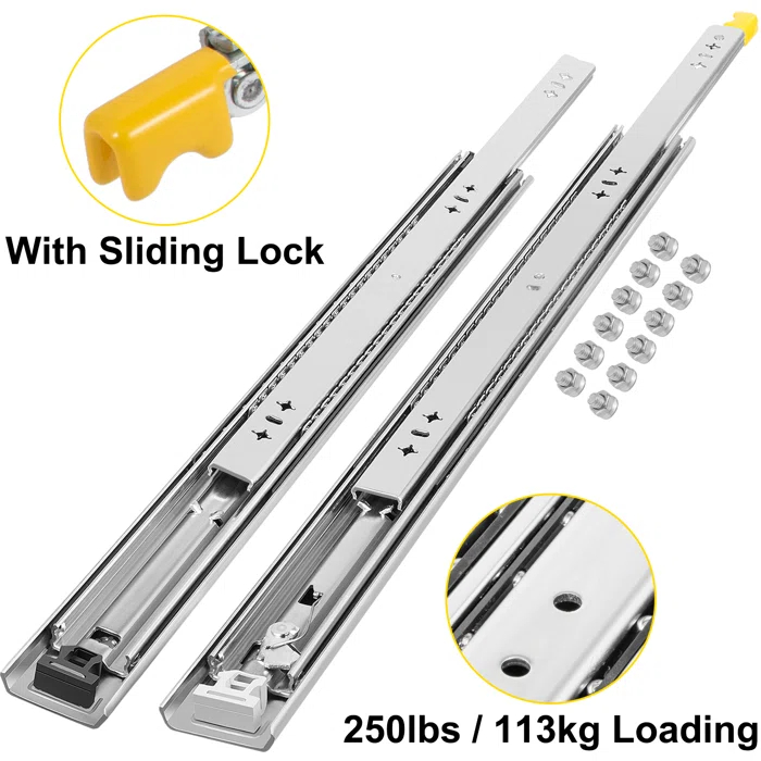 VEVOR Full Extension 2.1'' Side Mount Metal Drawer Slide (Set of 2)