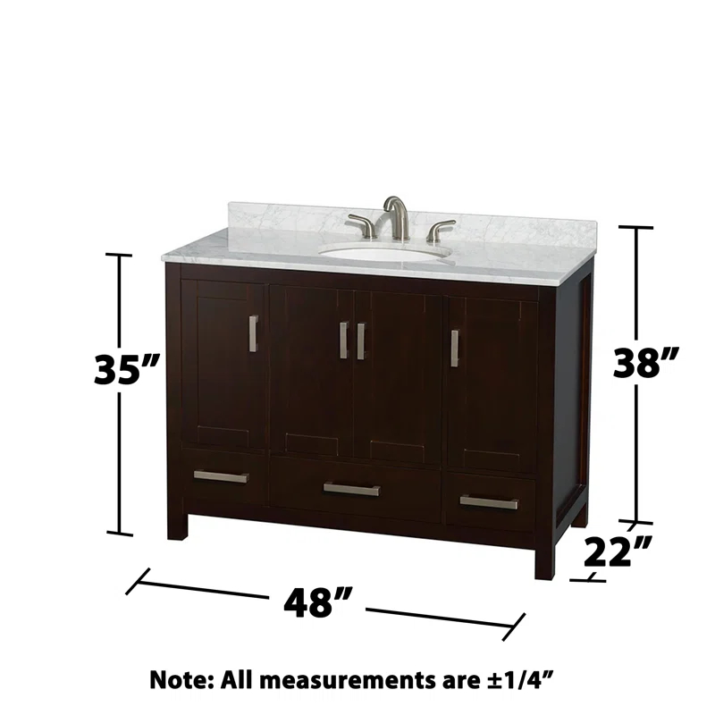 Wyndham Collection Sheffield 48" Freestanding Single Bathroom Vanity with Marble Top
