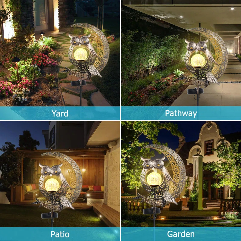 Arlmont & Co. Owl Solar Lights Outdoor Garden, Outdoor Waterproof Garden Decorative Owl Decor Lights For Patio Table Pathway Balcony Lawn Yard Decor Present For Mom Grandma Birthday