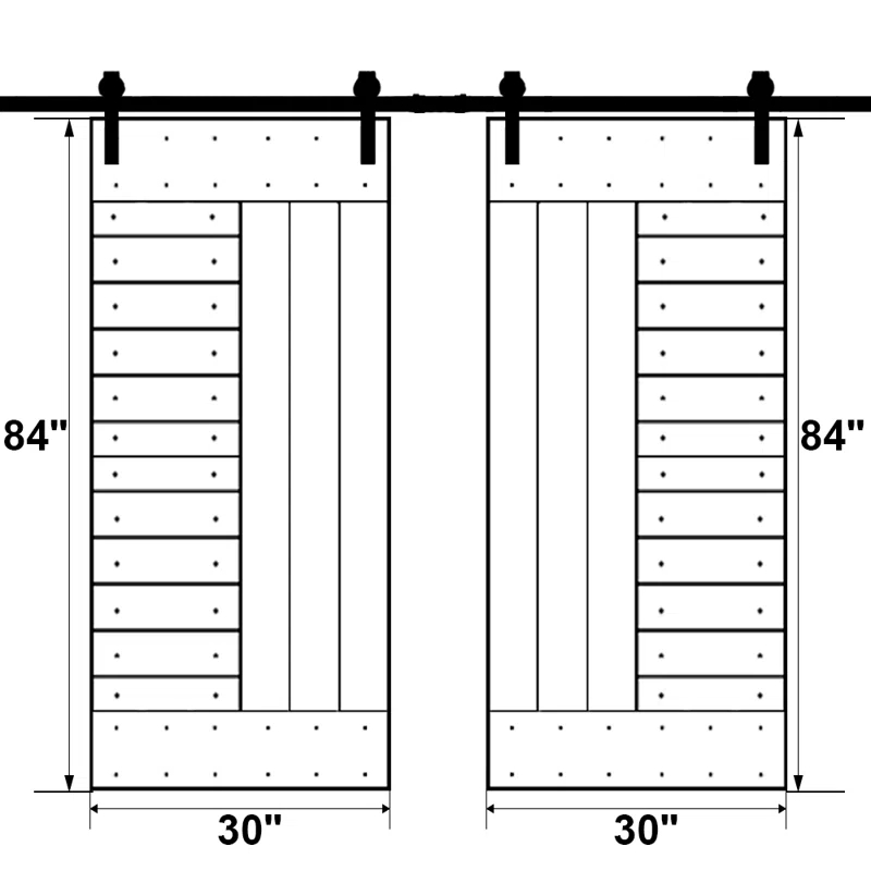 Calhome 84'' Solid Wood Paneled Painted with Installation Hardware Kit Barn Door