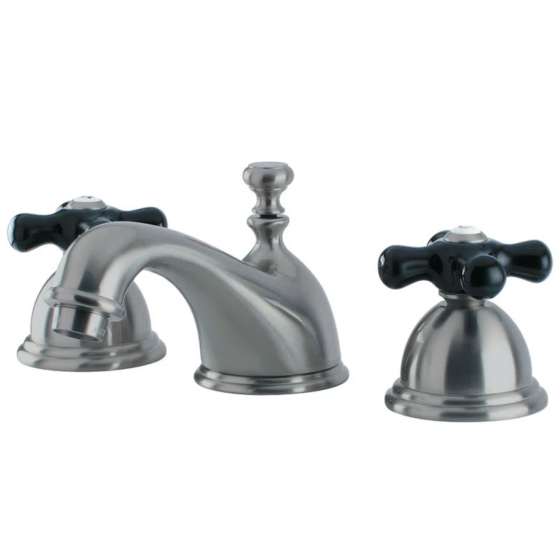 Kingston Brass KS3968PKX Kingston Brass Duchess Two-Handle 3-Hole Deck Mount Widespread Bathroom Faucet with Brass Pop-Up Drain