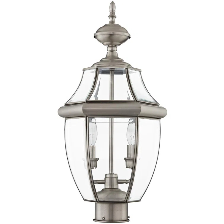 Lighting Lumens Outdoor Post Lantern Pendant with Clear Glass Shade - 2 Light Fixture