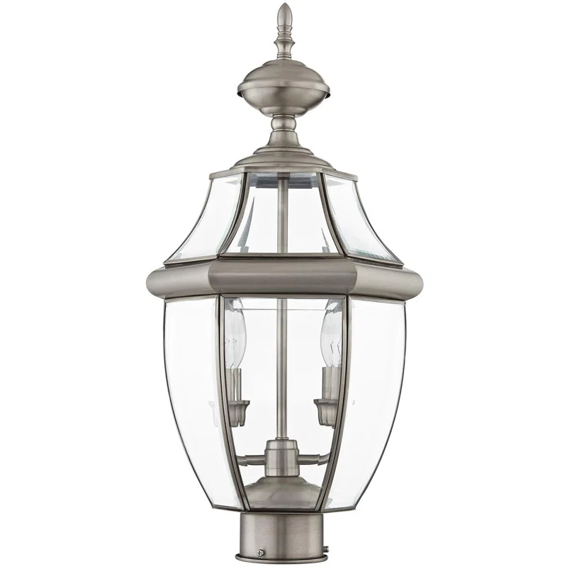 Lighting Lumens Outdoor Post Lantern Pendant with Clear Glass Shade - 2 Light Fixture