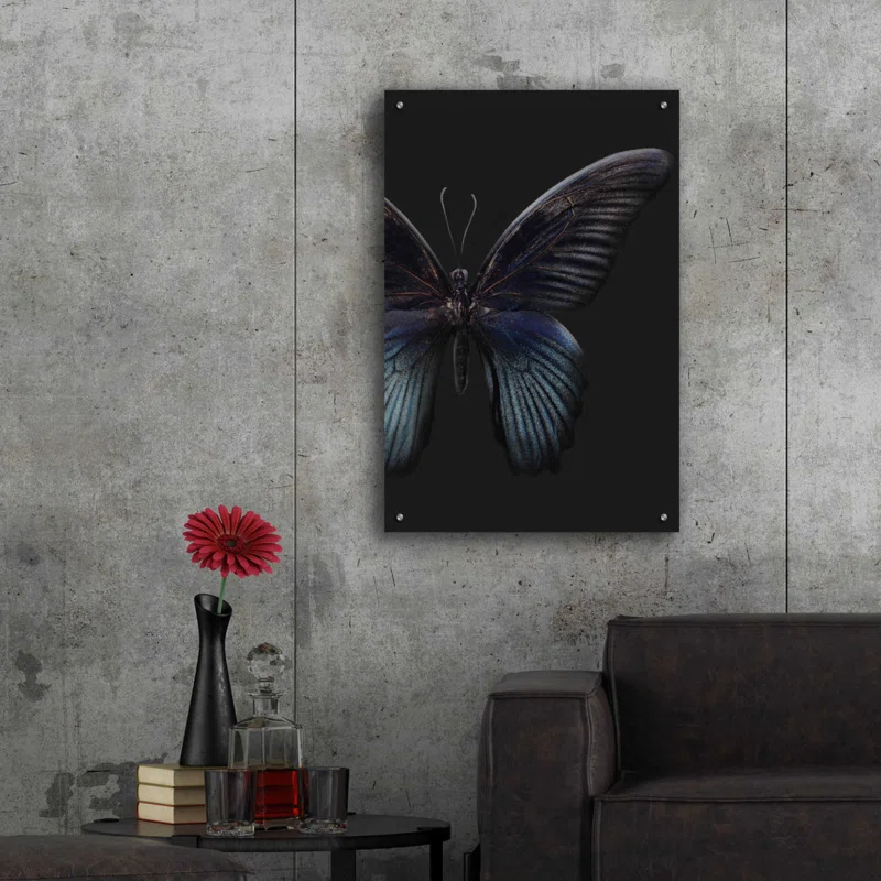Latitude Run® " Black Butterfly On Grey " by Design Fabrikken